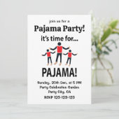 Pyjama Het Is Tijd Voor Een Pyjamafeestje Kaart (Staand voorkant)