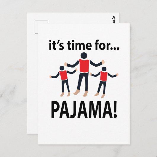Pyjama Het is tijd voor pyjama Briefkaart (Voorkant / Achterkant)