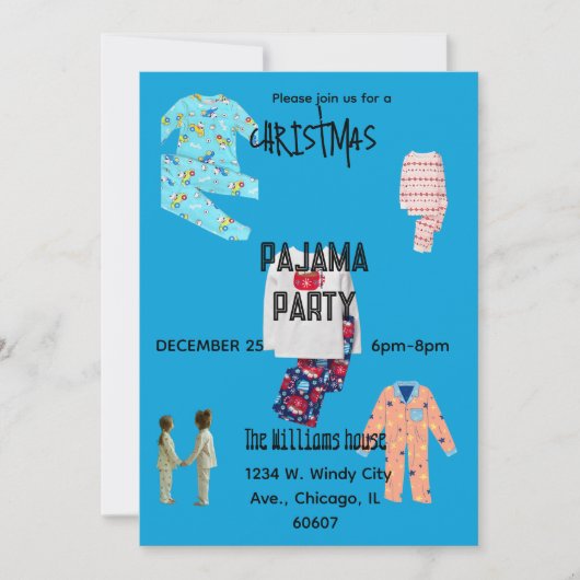 Pyjama Kerstfeest Uitnodiging (Voorkant)