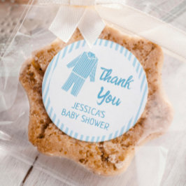 Pyjama Ontbijt Jongen Baby Shower Ronde Sticker