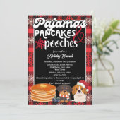 Pyjama-pannenkoeken en honden kerstbrunch kaart (Staand voorkant)