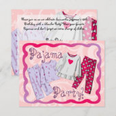 Pyjama Party Invitation, Roze en Paarse PJ's Kaart (Voorkant / Achterkant)