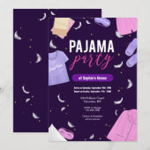 pyjama party meisjes uitnodiging (Voorkant / Achterkant)