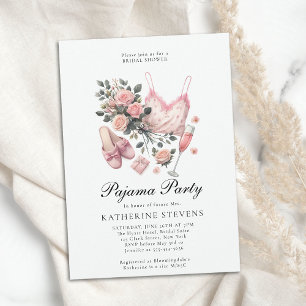 Pyjama Party PJ Lingerie Rozen Chic Vrijgezellenfe Kaart
