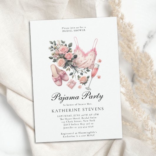 Pyjama Party PJ Lingerie Rozen Chic Vrijgezellenfe Kaart