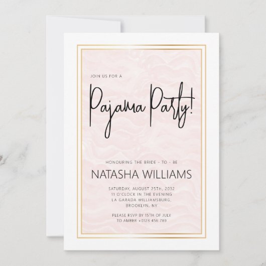 Pyjama Party Slumber Bachelorette Zachte Roze Stre Kaart (Voorkant)