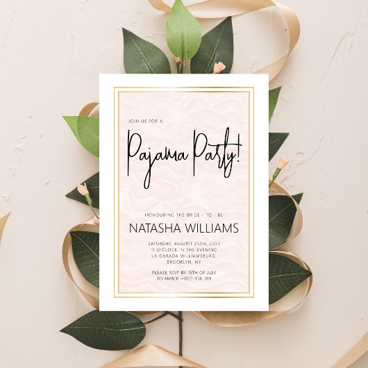 Pyjama Party Slumber Bachelorette Zachte Roze Stre Kaart