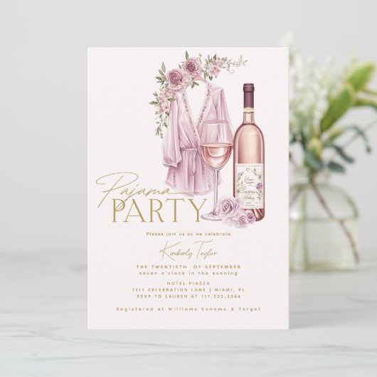 Pyjama Party Slumber PJ Prosecco Vrijgezellenfeest Kaart (Staand voorkant)