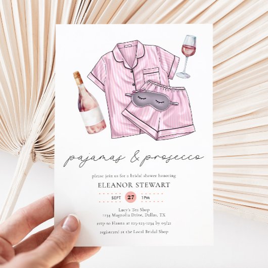 Pyjama Party Slumber PJ Prosecco Vrijgezellenfeest Kaart