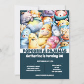 Pyjama popcorn cartoon slapende logeerpartij kaart (Voorkant)