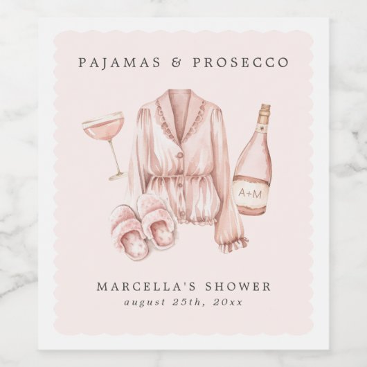 Pyjama & Prosecco Bruidsmeisje Diner Afscheid Wijn Etiket (Enkel label)