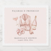 Pyjama & Prosecco Bruidsmeisje Diner Jonggezellenf Sparkling Wijnetiket (Enkel label)