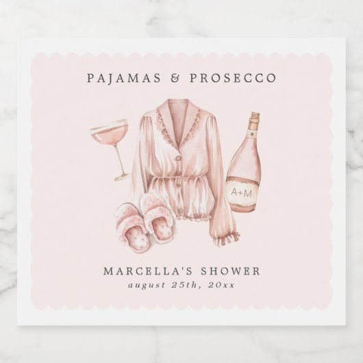 Pyjama & Prosecco Bruidsmeisje Diner Jonggezellenf Sparkling Wijnetiket (Enkel label)
