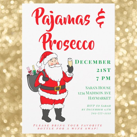 Pyjama & Prosecco Dames Kerstfeest Kaart