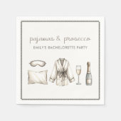 Pyjama & Prosecco gepersonaliseerd vrijgezellenfee Servet (Voorkant)