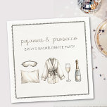 Pyjama & Prosecco gepersonaliseerd vrijgezellenfee Servet<br><div class="desc">Verhoog uw vrijgezellenfeest met onze chique "Pyjama & Prosecco"-servetten, ontworpen om een vleugje elegantie en plezier toe te voegen aan uw speciale nacht. Geïnspireerd door luxe sluimerfeestvibes, heeft dit prachtig ontworpen ontwerp stijlvolle illustraties van een gezellig gewaad, een glas bubbels en slaapbenodigdheden, waardoor het de perfecte aanvulling is op elke...</div>