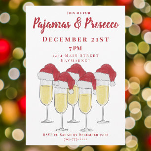 Pyjama & Prosecco Kerst Meisjes Nacht Feest Kaart