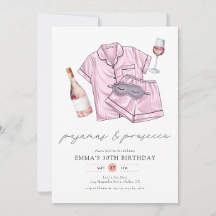 Pyjama Prosecco PJ Party Blush Roze 30e Verjaardag Kaart