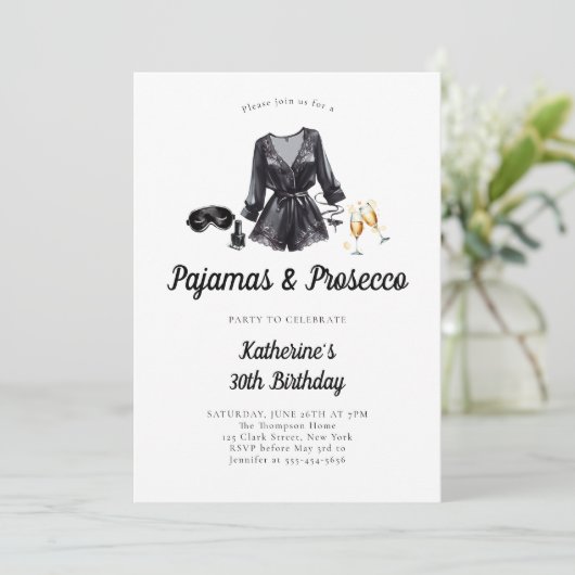 Pyjama Prosecco PJ Party Sassy Bold 30e Verjaardag Kaart (Staand voorkant)