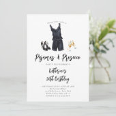 Pyjama Prosecco PJ Party Zwart Chic 30e verjaardag Kaart (Staand voorkant)