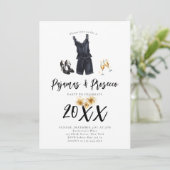 Pyjama Prosecco PJ Slumber Zwart Nieuwjaar Party Kaart (Staand voorkant)