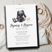 Pyjama Prosecco PJs Chic Zwart Bachelorette Feest Kaart