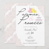 Pyjama & Prosecco PJ's Slumber Party Vrijgezellenf Kaart (Voorkant / Achterkant)