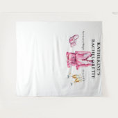 Pyjama Prosecco Roze Bachelorette Party Achtergron Wandkleed (Voorkant (horizontaal))