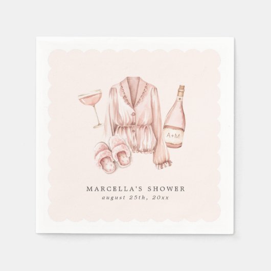 Pyjama & Prosecco Vrijgezellenfeest Bachelorette Servet (Voorkant)