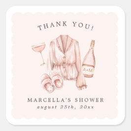 Pyjama & Prosecco Vrijgezellenfeest Bachelorette Vierkante Sticker