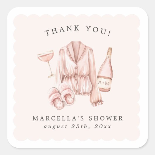 Pyjama & Prosecco Vrijgezellenfeest Bachelorette Vierkante Sticker (Voorkant)