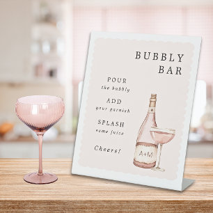 Pyjama & Prosecco Vrijgezellenfeest Bubble Bar Reclamebord Met Voetstuk