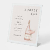 Pyjama & Prosecco Vrijgezellenfeest Bubble Bar Reclamebord Met Voetstuk (Voorkant)