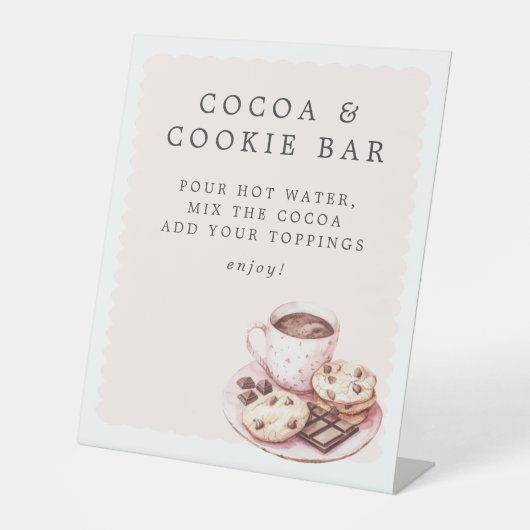 Pyjama & Prosecco Vrijgezellenfeest Cacao & Cookie Reclamebord Met Voetstuk (Voorkant)