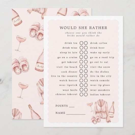 Pyjama & Prosecco wil ze liever gamen Kaart (Voorkant / Achterkant)