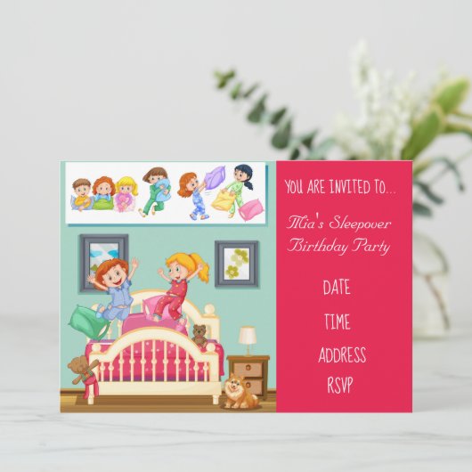 Pyjama schattig Slumber sleepover verjaardagsfeest Kaart (Staand voorkant)