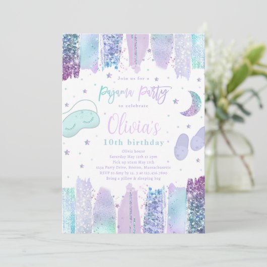 Pyjama Sleepover Verjaardagsfeest Tiener Tween Par Kaart (Staand voorkant)