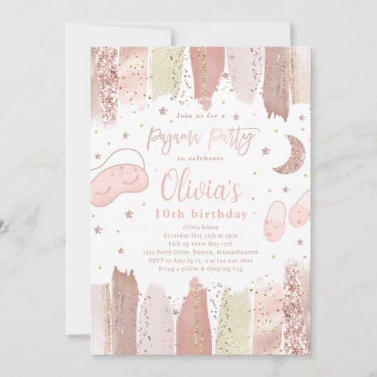 Pyjama Sleepover Verjaardagsfeest Tiener Tween Par Kaart (Voorkant)