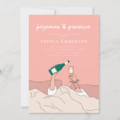 Pyjamafeest PJ en Prosecco Bruidsfeest Kaart (Voorkant)