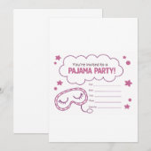 Pyjamafeest Uitnodiging voor Meisjes (Voorkant / Achterkant)