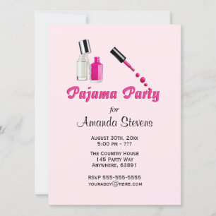 Pyjamafeest Unieke Meisjes Roze Uitnodiging