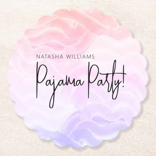Pyjamafeestje Kleurrijk Pastel Elegant Kartonnen Onderzetters (Voorkant)