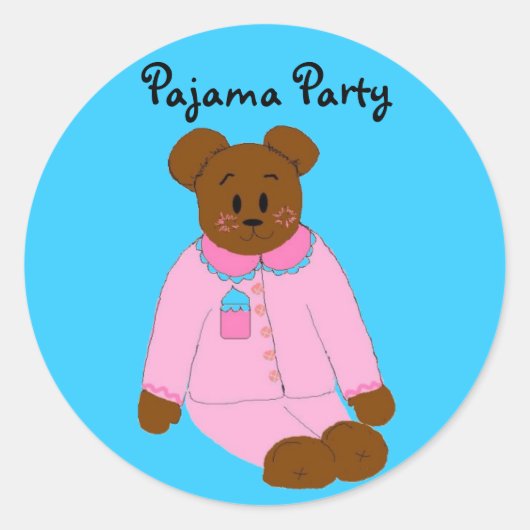 Pyjamafeestje Ronde Sticker (Voorkant)