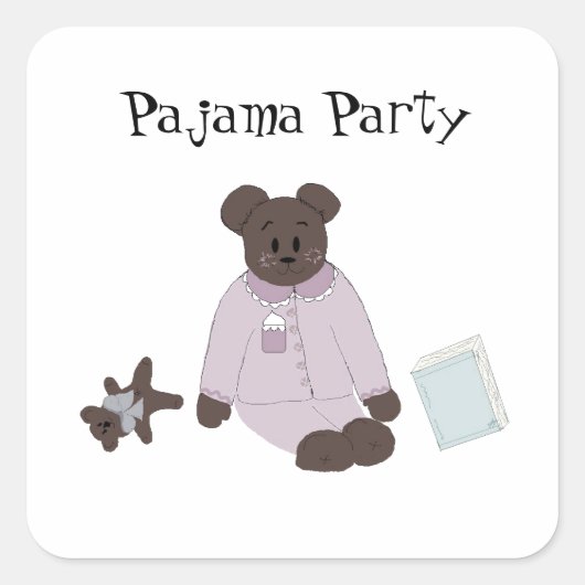 Pyjamafeestje Vierkante Sticker (Voorkant)