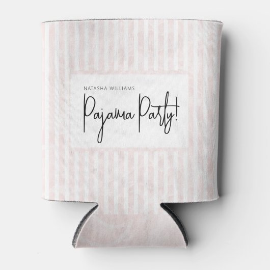 Pyjamaparty Bachelorette Roze Witte Strepen Blikjeskoeler (Voorkant)