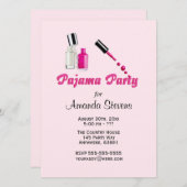 Pyjamaparty Unieke Roze Uitnodiging voor Meisjes (Voorkant / Achterkant)