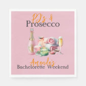 Pyjama's en Prosecco Roze Spa Afscheidscadeau-fees Servet (Voorkant)