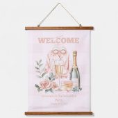 Pyjama's en Prosecco vrijgezellenfeest Hangend Wandkleed (Voorkant)