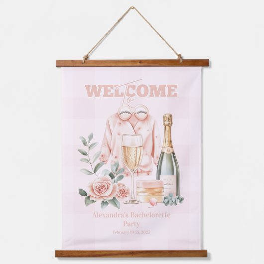 Pyjama's en Prosecco vrijgezellenfeest Hangend Wandkleed (Voorkant)