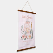 Pyjama's en Prosecco vrijgezellenfeest Hangend Wandkleed (Gebogen)